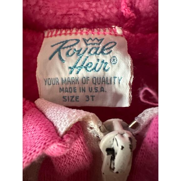 Royal Heir zip up hooded sweatshirt jacket pink white girls eyelet vintage 3T - Picture 2 of 7